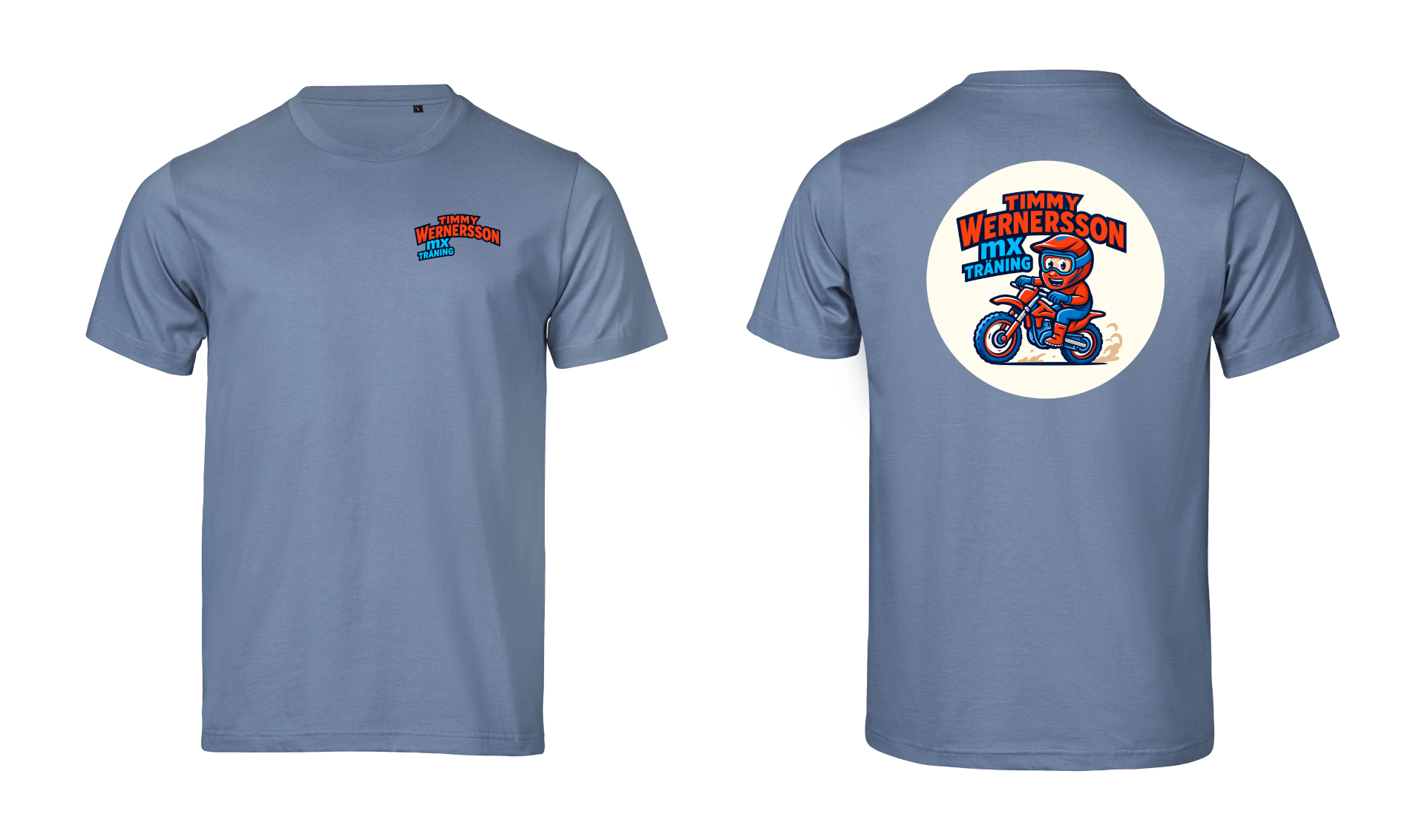 T-shirt – blå med ryggtryck